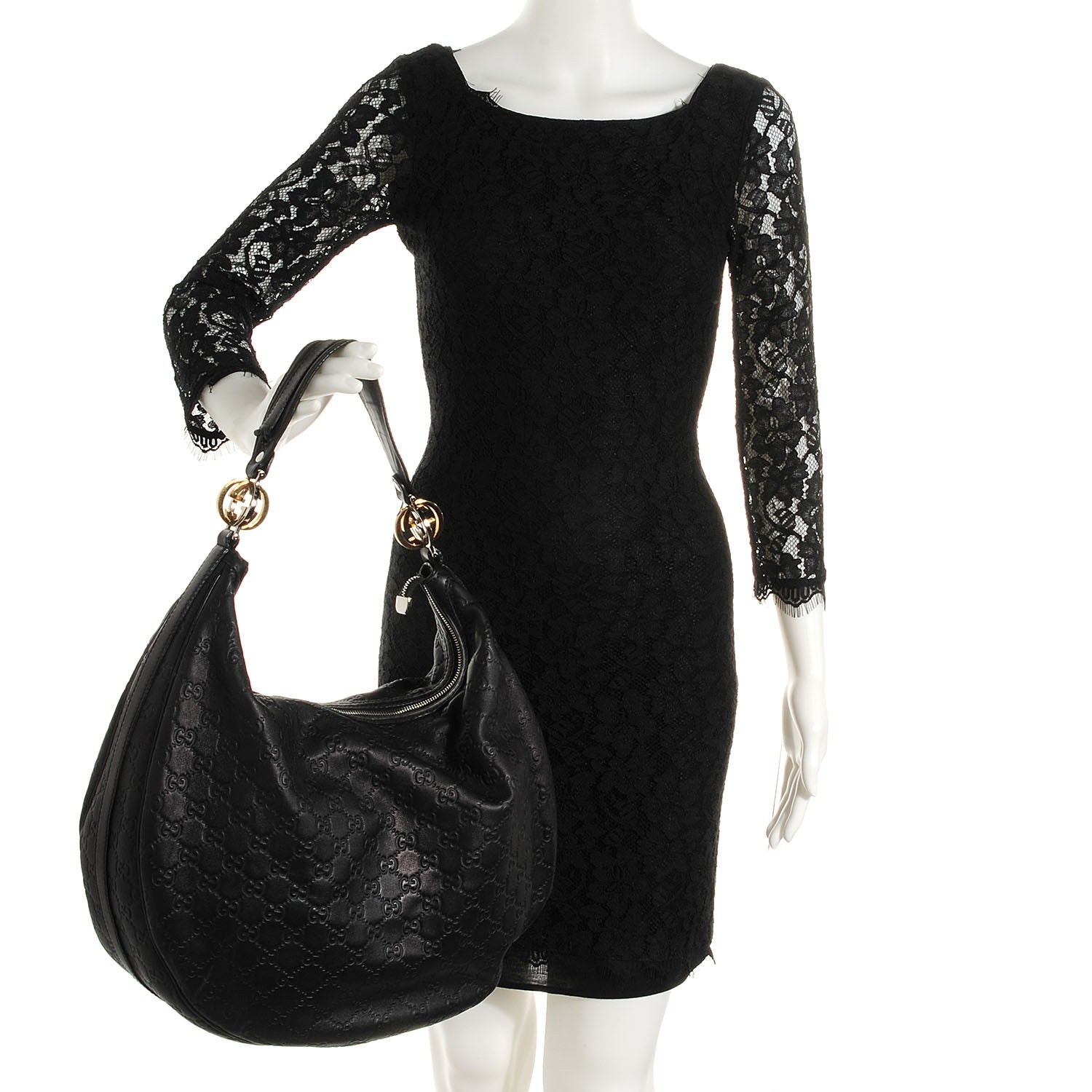 Gucci Guccissima GG Twins Large Hobo Black 2 of 9