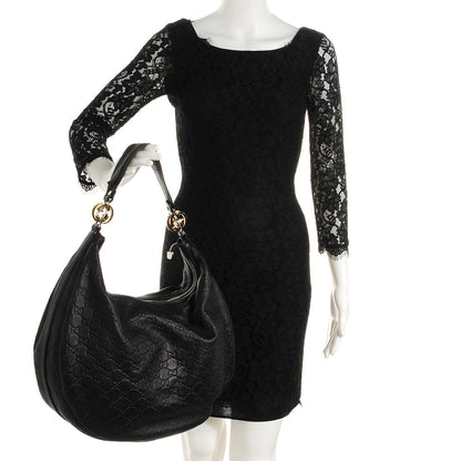 Gucci Guccissima GG Twins Large Hobo Black 2 of 9