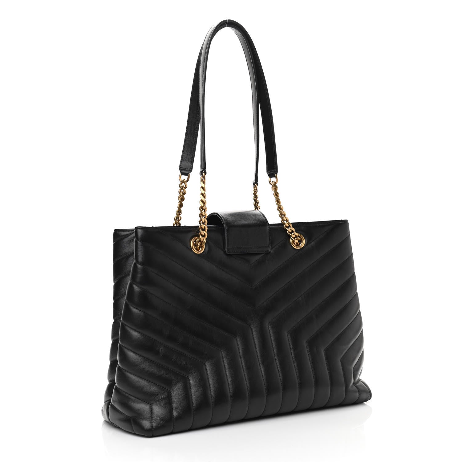 Saint Laurent Calfskin Y Quilted Monogram Large Loulou Shopper Black 3 of 10