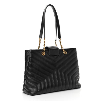 Saint Laurent Calfskin Y Quilted Monogram Large Loulou Shopper Black 3 of 10