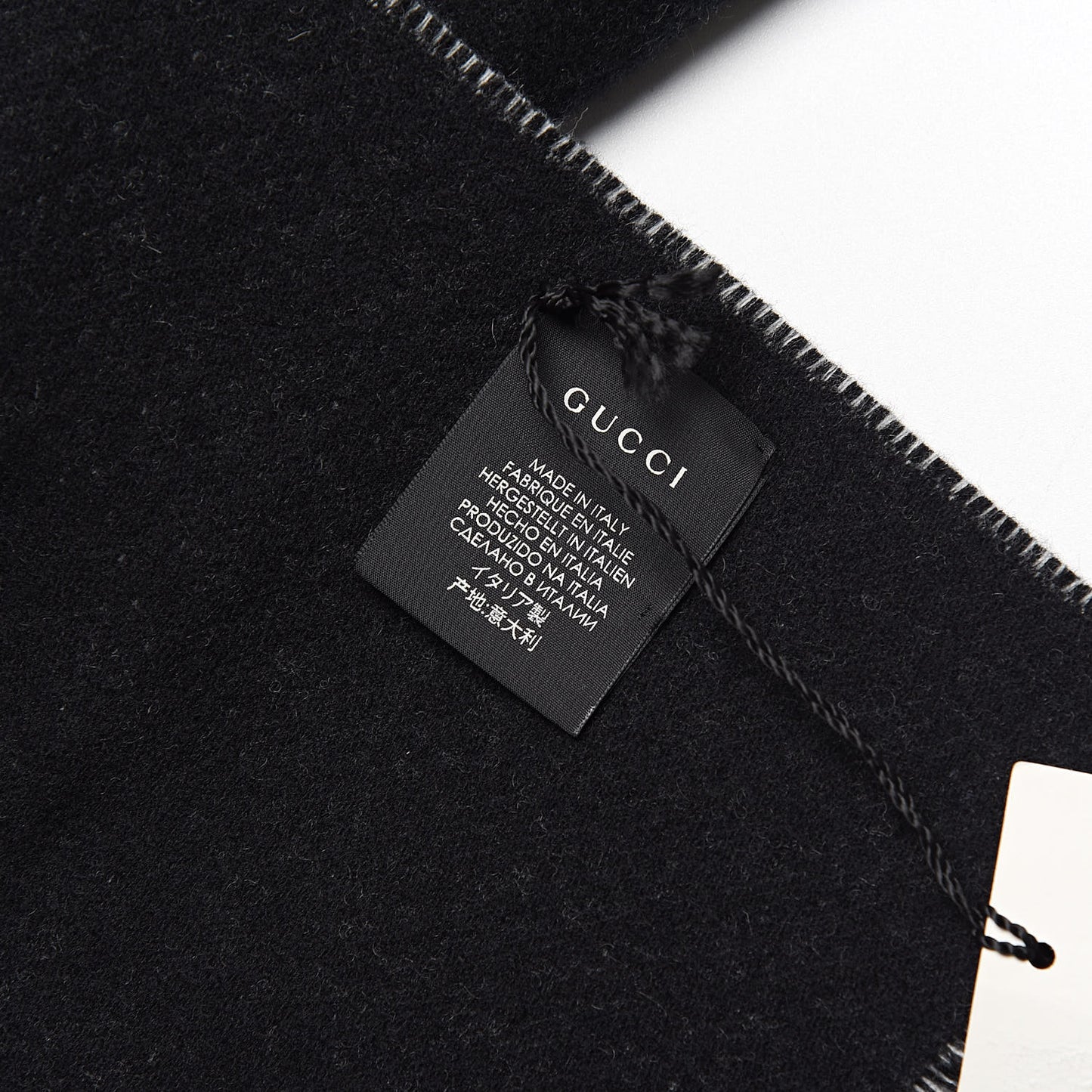 Wool Cashmere Logo Scarf Black
