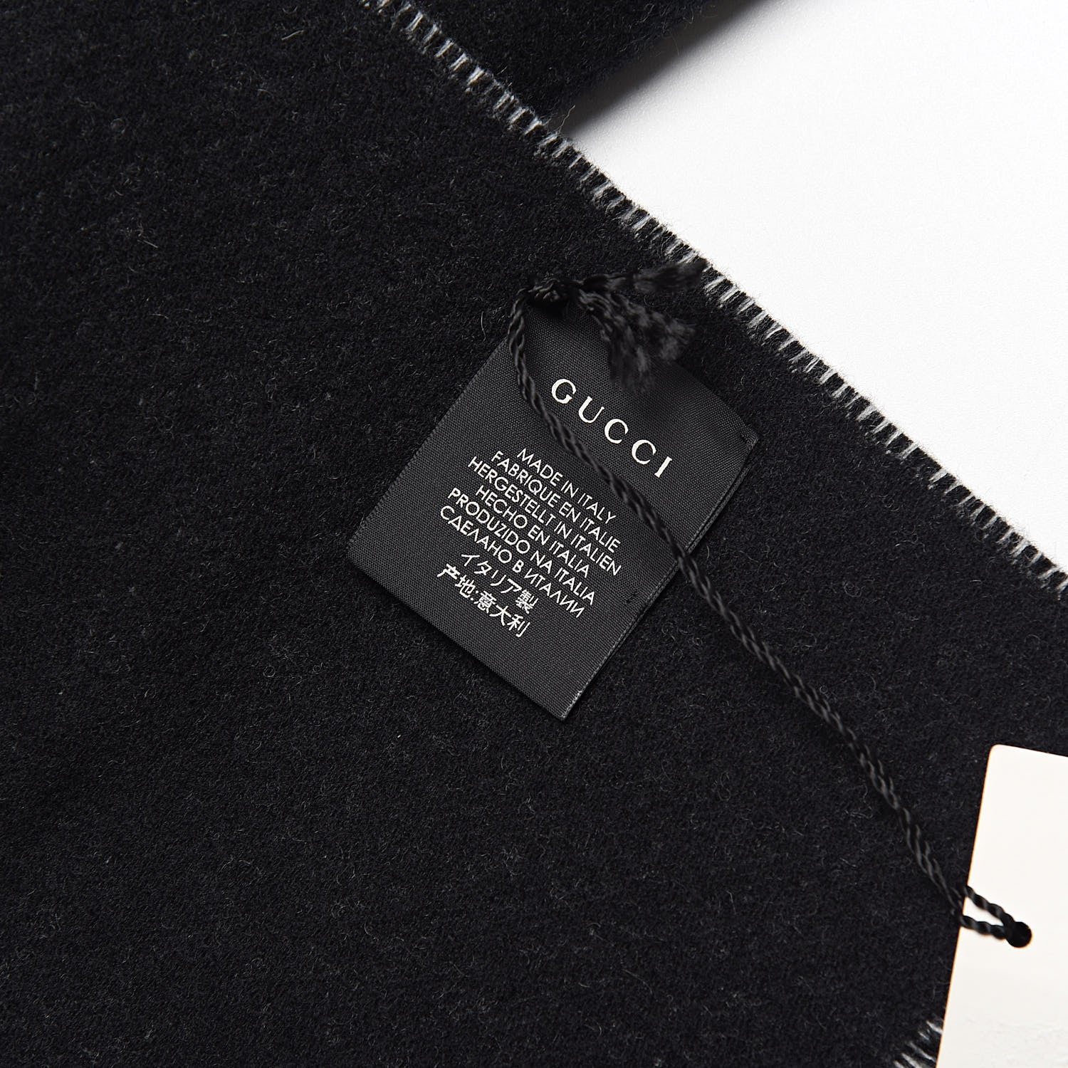 Gucci Wool Cashmere Logo Scarf Black 5 of 5