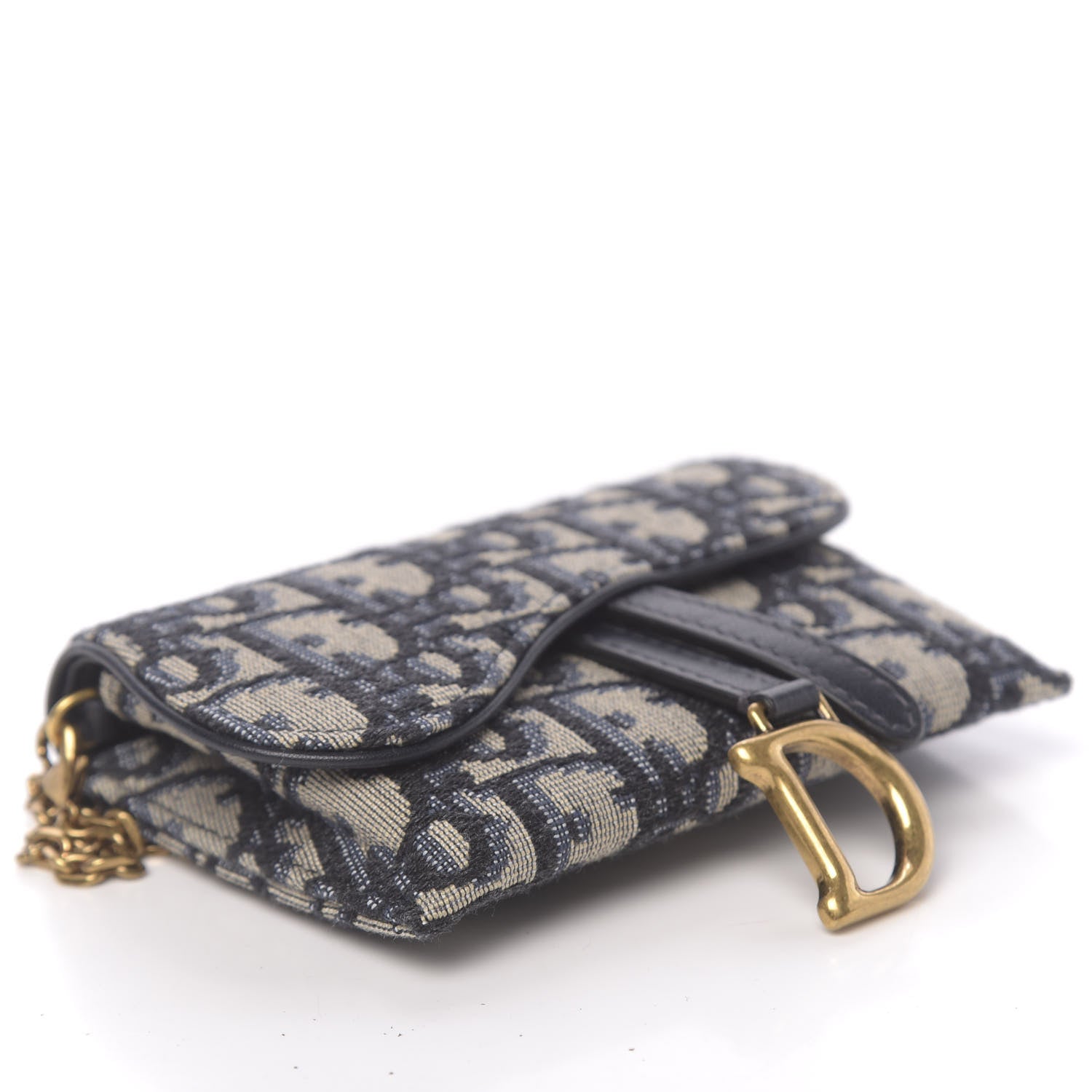 Christian Dior Oblique Nano Saddle Chain Pouch Blue 8 of 11