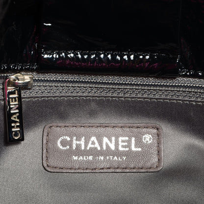 Chanel Vinyl Graphic Edge Accordion Flap Bag Black 6 of 7
