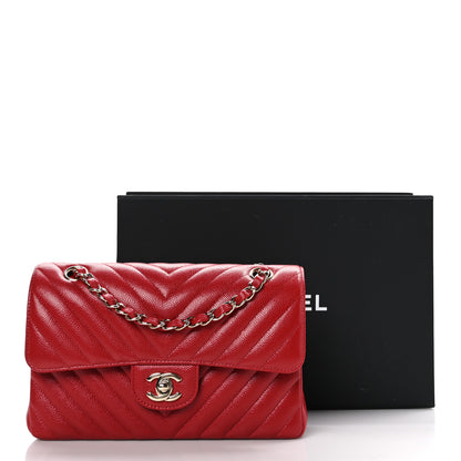Chanel Caviar Chevron Quilted Small Double Flap Red 10 of 10