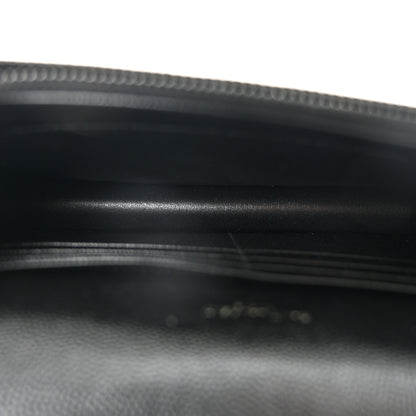 Saint Laurent Grain De Poudre Matelasse Chevron Monogram Monochrome Envelope Chain Wallet Black 4 of 10