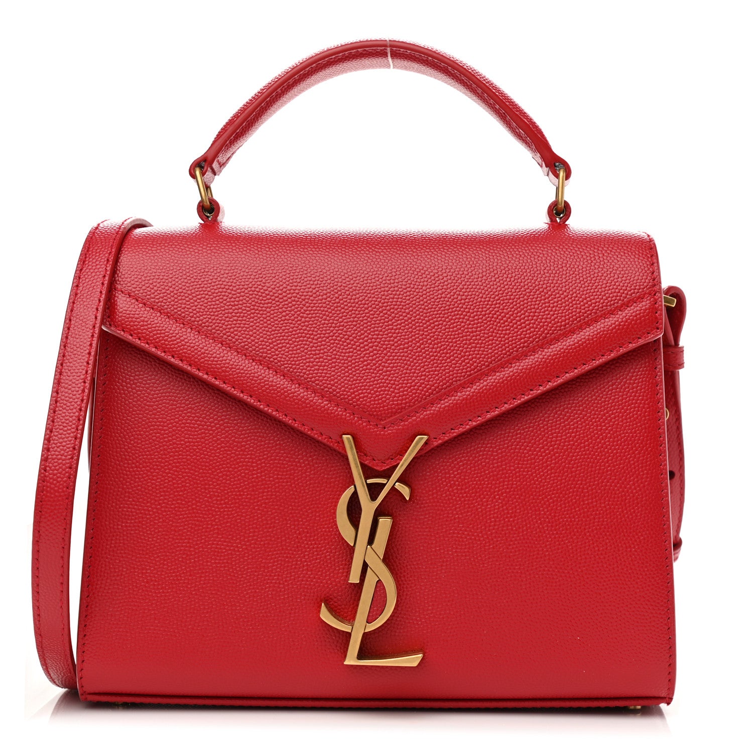Saint Laurent Grain de Poudre Mini Classic Monogram Cassandra Top Handle Red 1 of 9