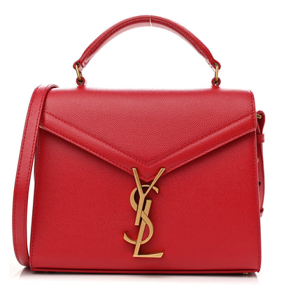 Saint Laurent Grain de Poudre Mini Classic Monogram Cassandra Top Handle Red 1 of 9