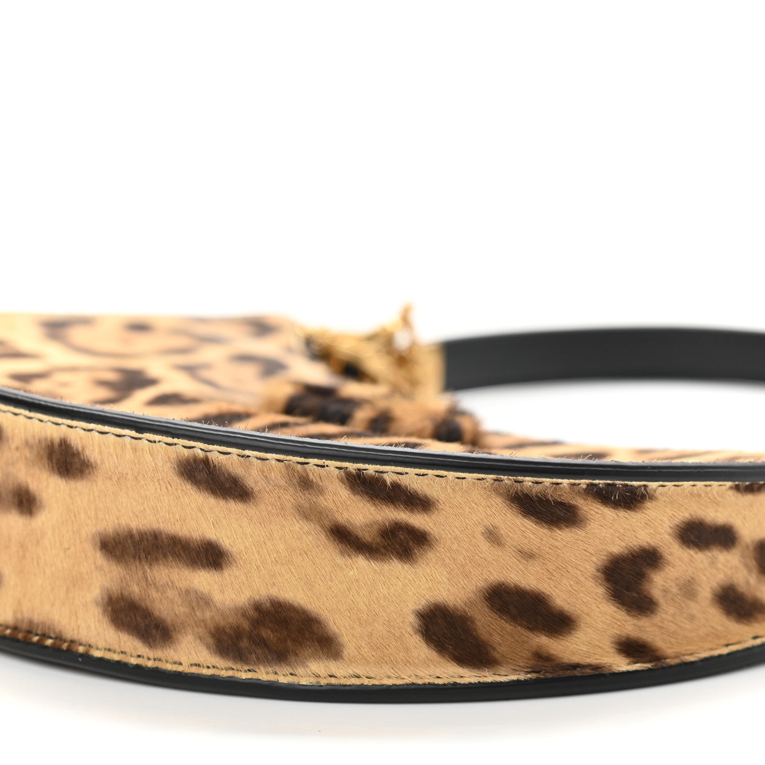 Valentino Garavani Calf Hair Leopard Print Mini Vlogo Hobo Bag Black Marrone 9 of 9