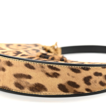 Valentino Garavani Calf Hair Leopard Print Mini Vlogo Hobo Bag Black Marrone 9 of 9