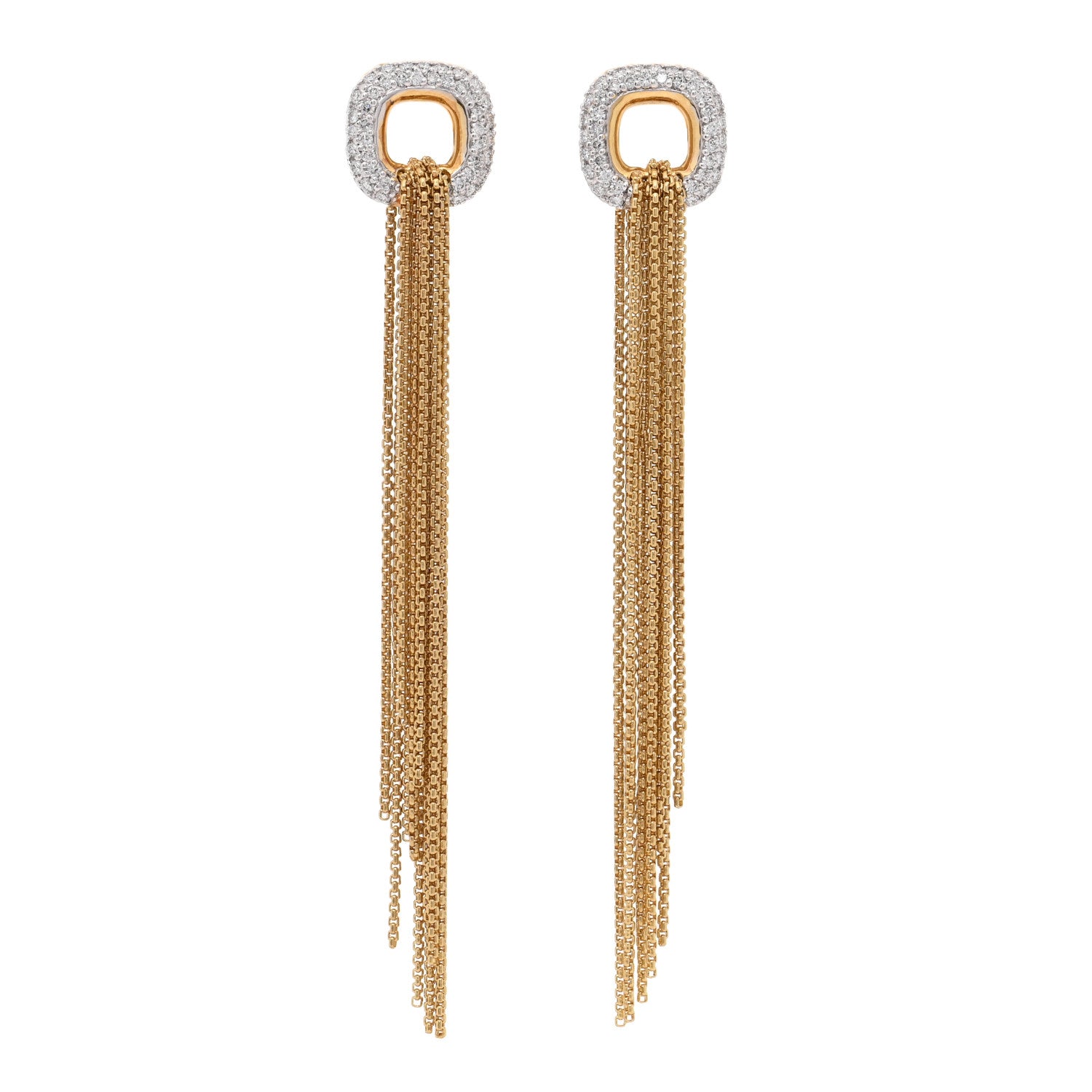 David Yurman 18K Yellow Gold Diamond Tassel Drop Earrings 1 of 4