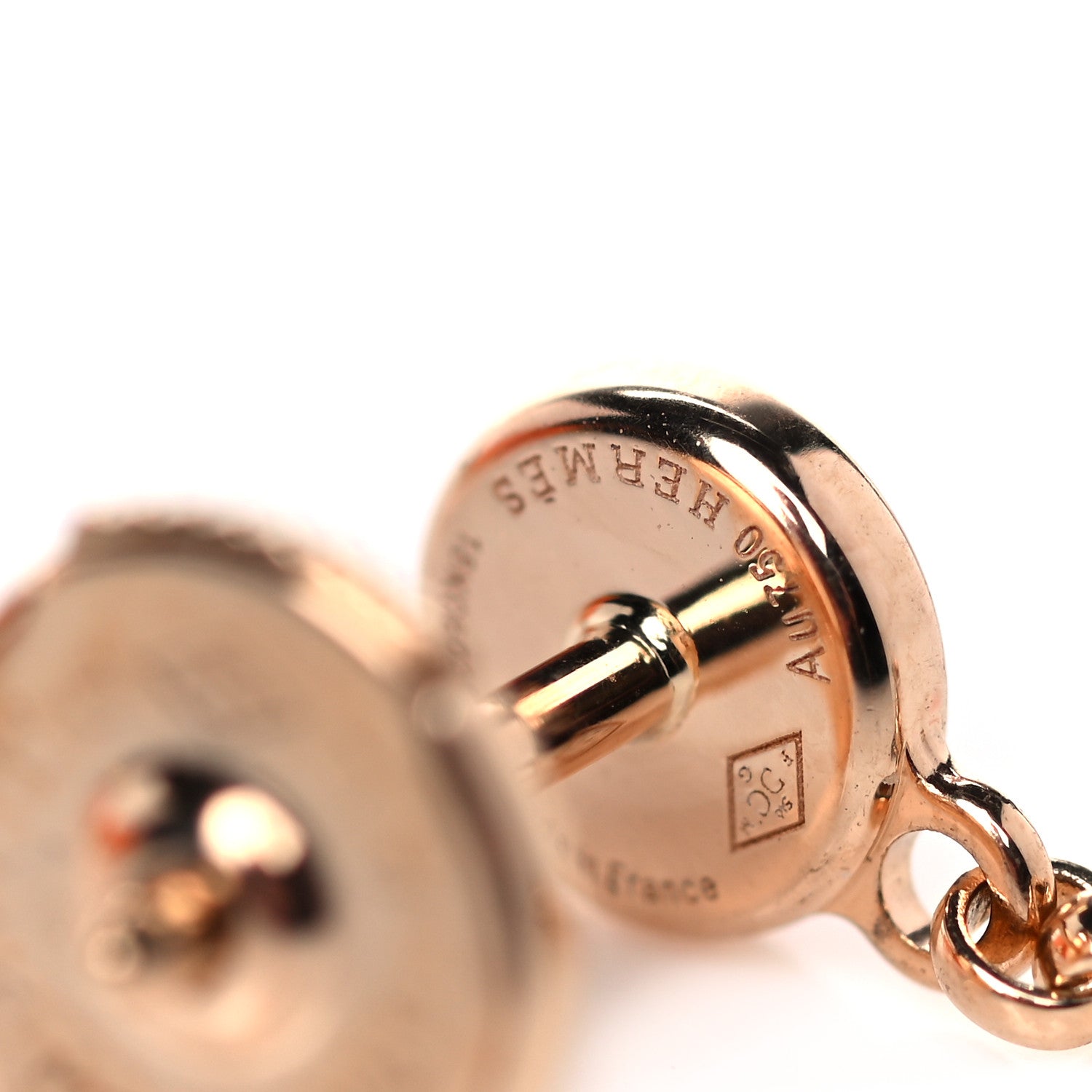 Hermes 18K Rose Gold Diamond Gambade Clou de Selle Earrings 4 of 6