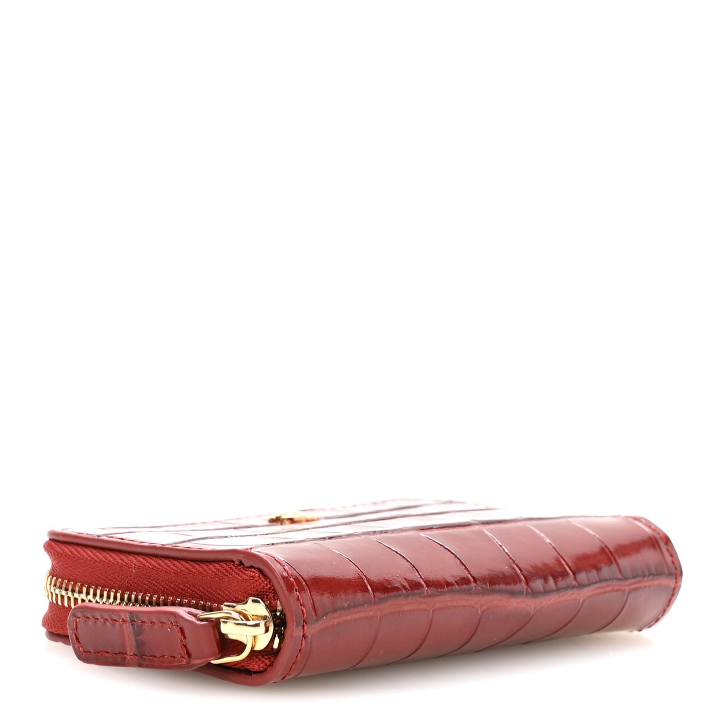 Calfskin Crocodile Embossed Crococo Coin Purse Burgundy