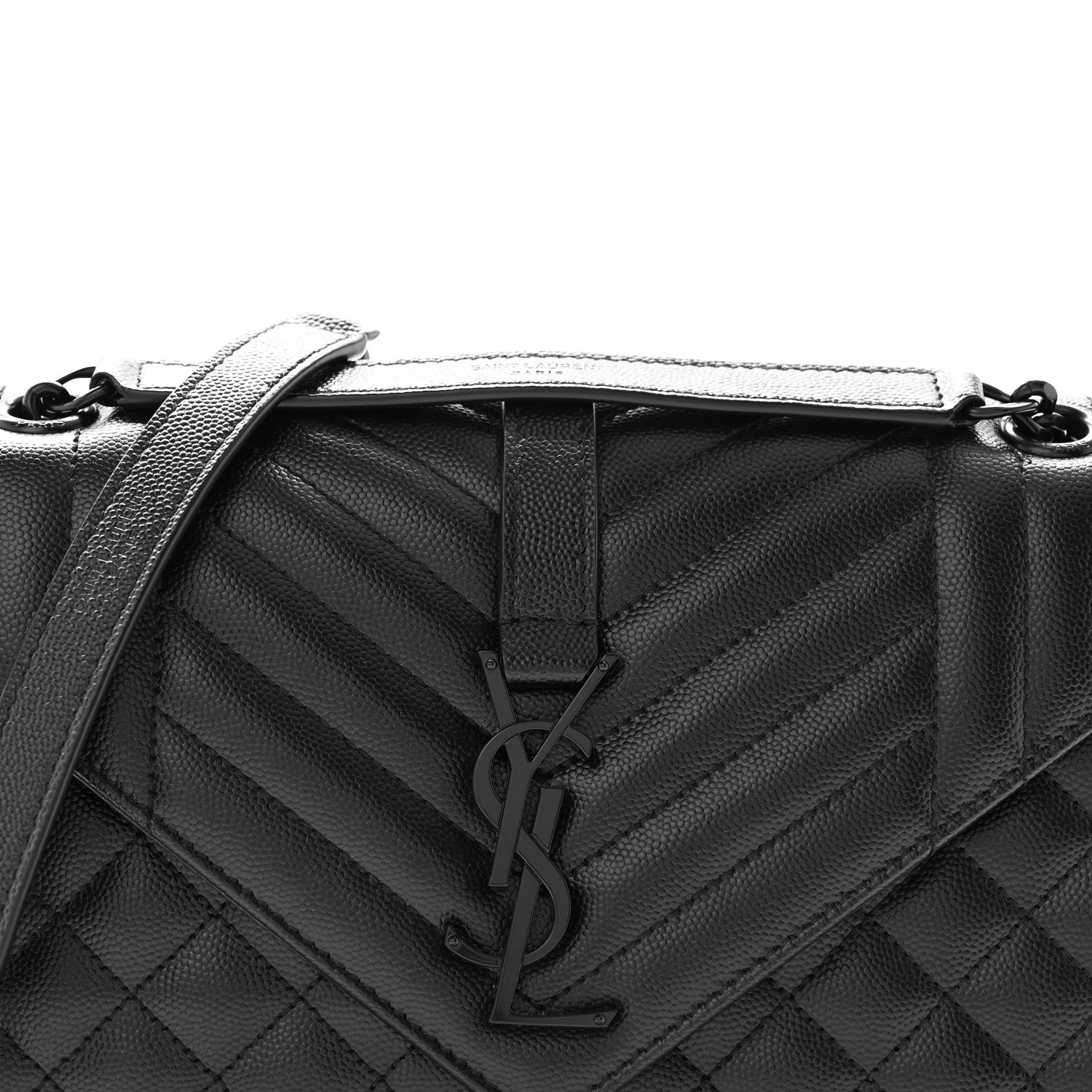Saint Laurent Grain De Poudre Textured Mixed Matelasse Triquilt Medium Monogram Monochrome Satchel Black 8 of 10