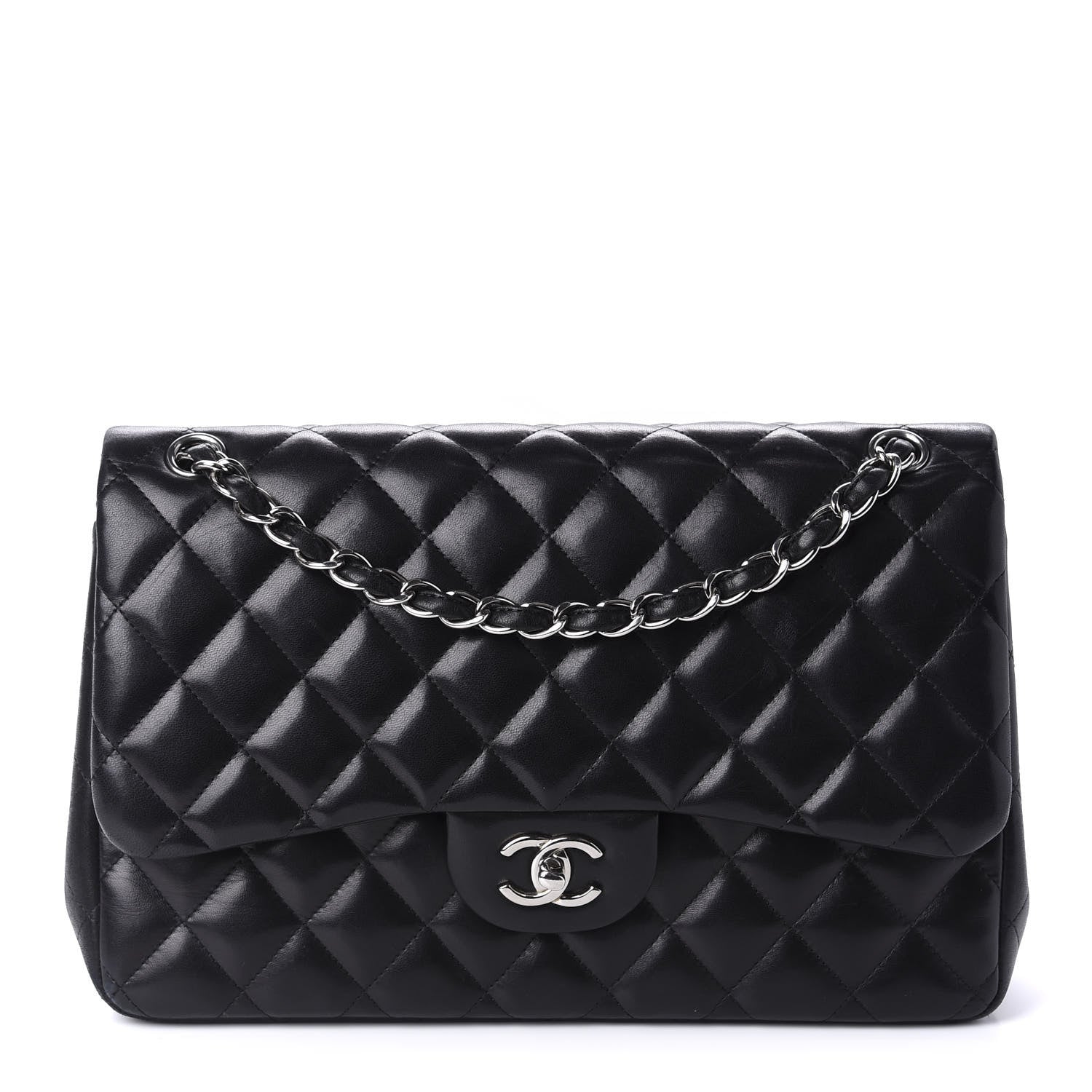 Chanel Lambskin Quilted Jumbo Double Flap Black 1 of 14