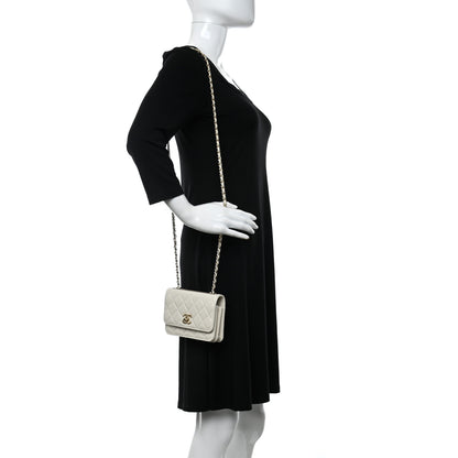 Chanel Lambskin Quilted Mini Trendy CC Wallet On Chain WOC White 2 of 14