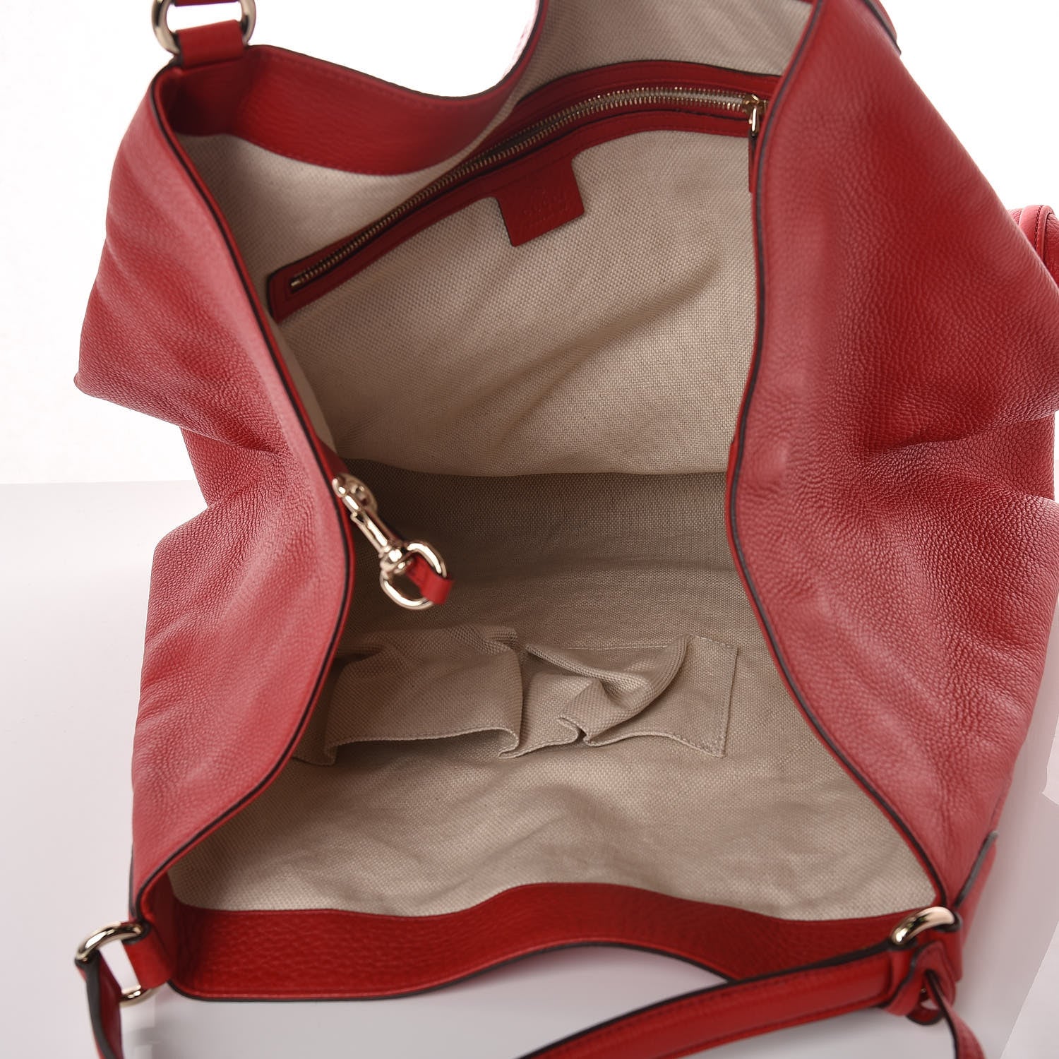 Gucci Pebbled Calfskin Large Soho Shoulder Bag Red 7 of 15