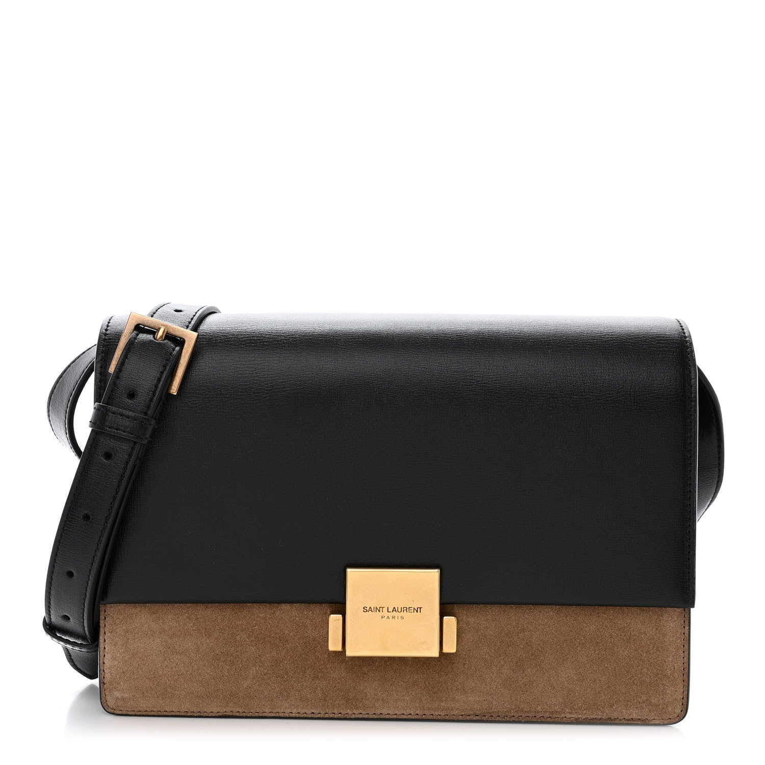 Saint Laurent Calfskin Suede Medium Bellechasse Black Beige 1 of 10