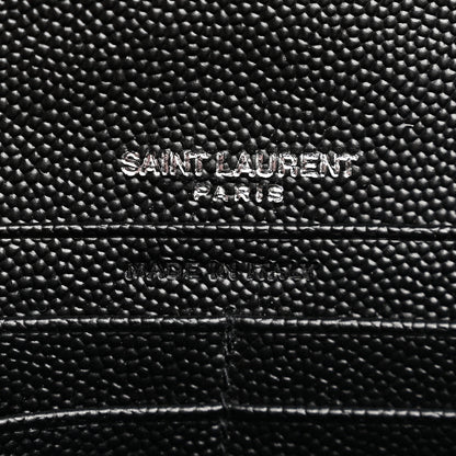 Saint Laurent Grain De Poudre Matelasse Chevron Monogram Chain Wallet Black 6 of 12