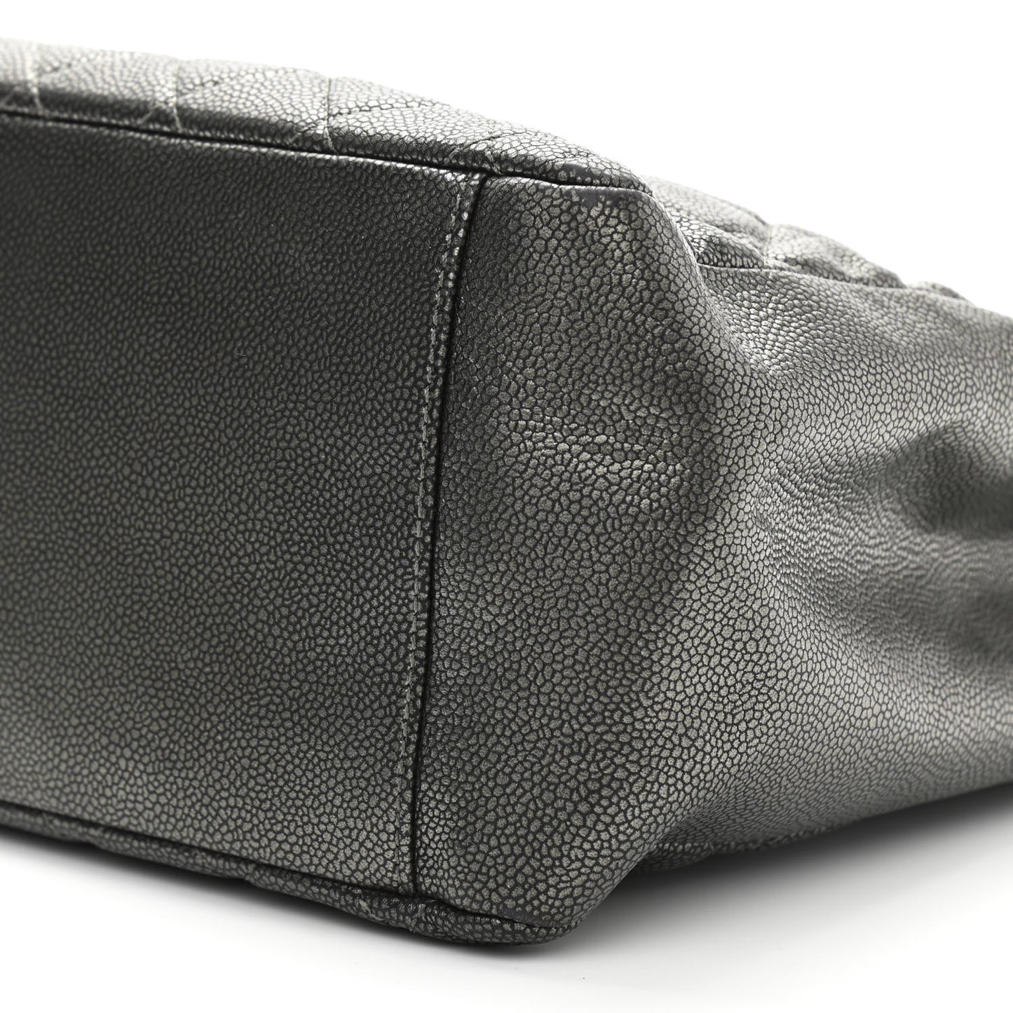Metallic Caviar Quilted Grand Shopping Tote GST Dark Silver