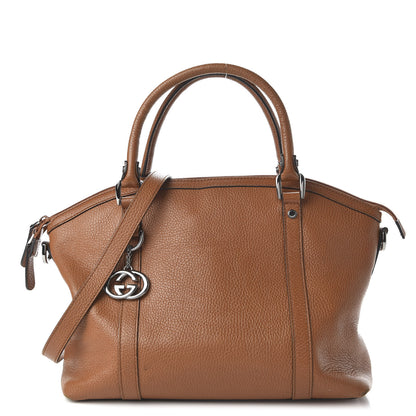 Gucci Pebbled Calfskin Medium GG Convertible Dome Satchel Brown 1 of 12