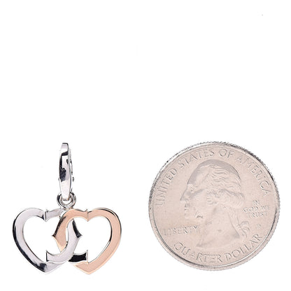 Cartier 18K White Pink Gold Double Heart Charm 2 of 4
