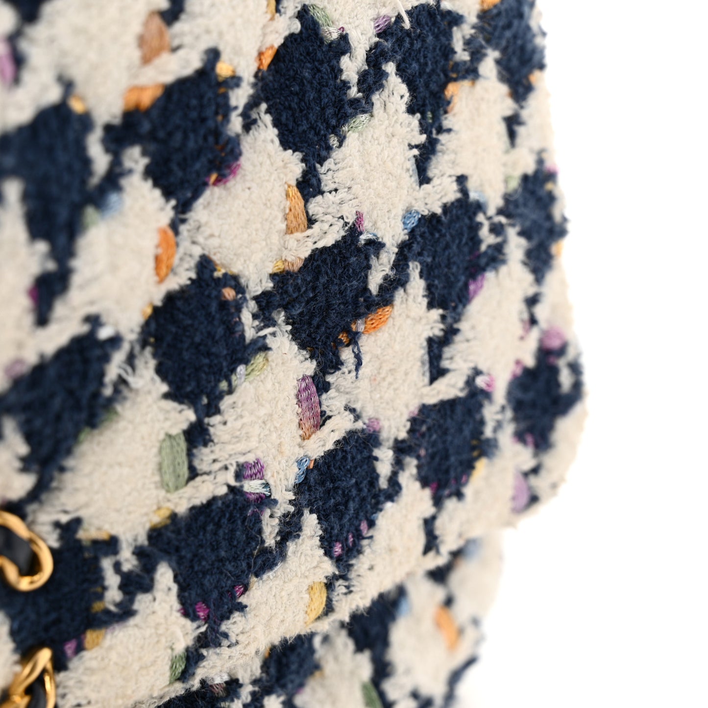 Tweed Quilted Large Chanel 19 Flap Ecru Navy Blue Multicolor