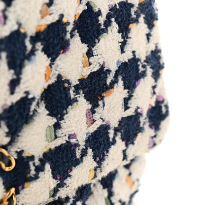 Chanel Tweed Quilted Large Chanel 19 Flap Ecru Navy Blue Multicolor 12 of 13