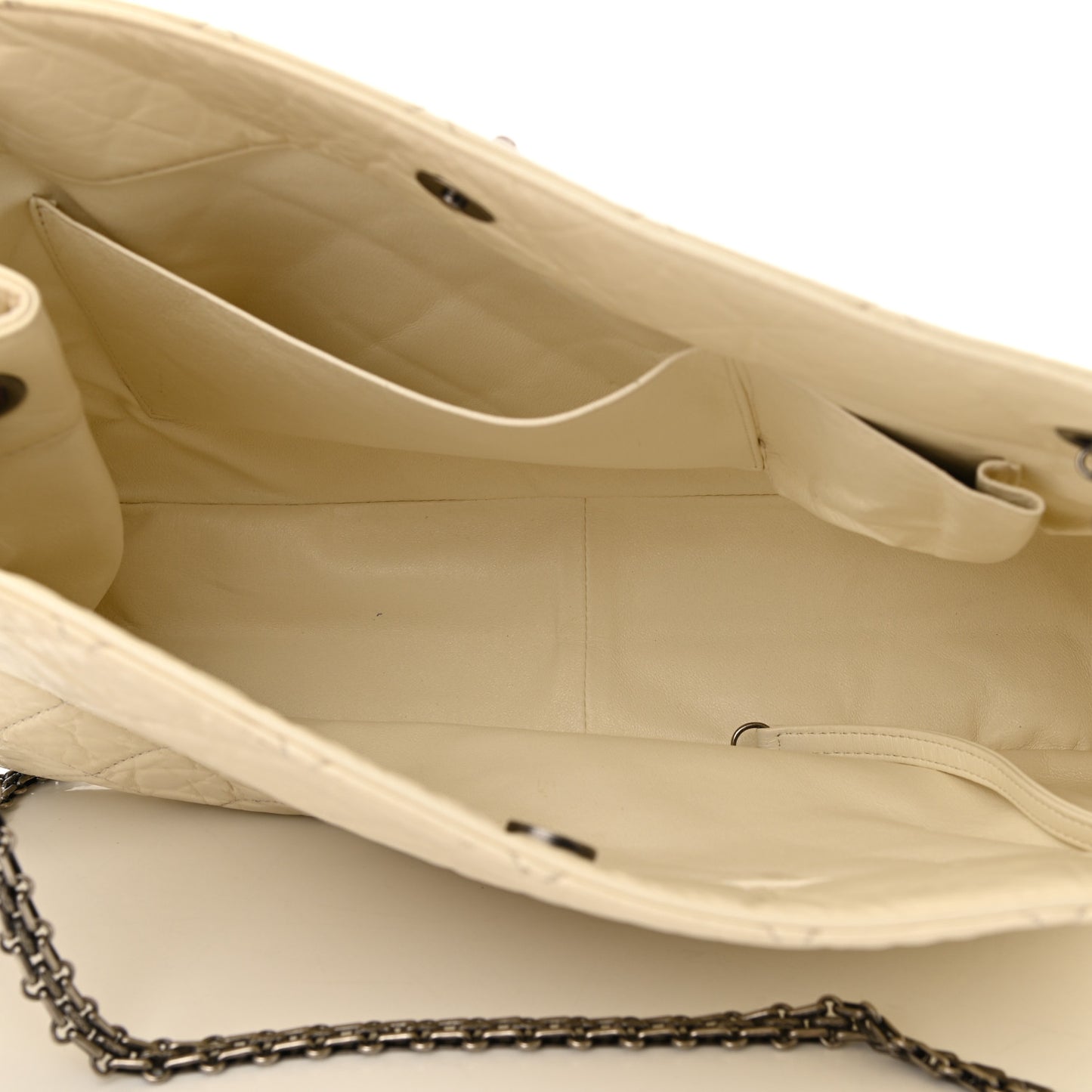 Aged Calfskin Quilted Reissue 2.55 Tote Ivory