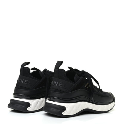 Chanel Velvet Calfskin Mixed Fibers CC Sneakers 36.5 Black 4 of 9