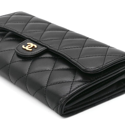 Chanel Lambskin Quilted Large Gusset Flap Wallet Black 12 of 12