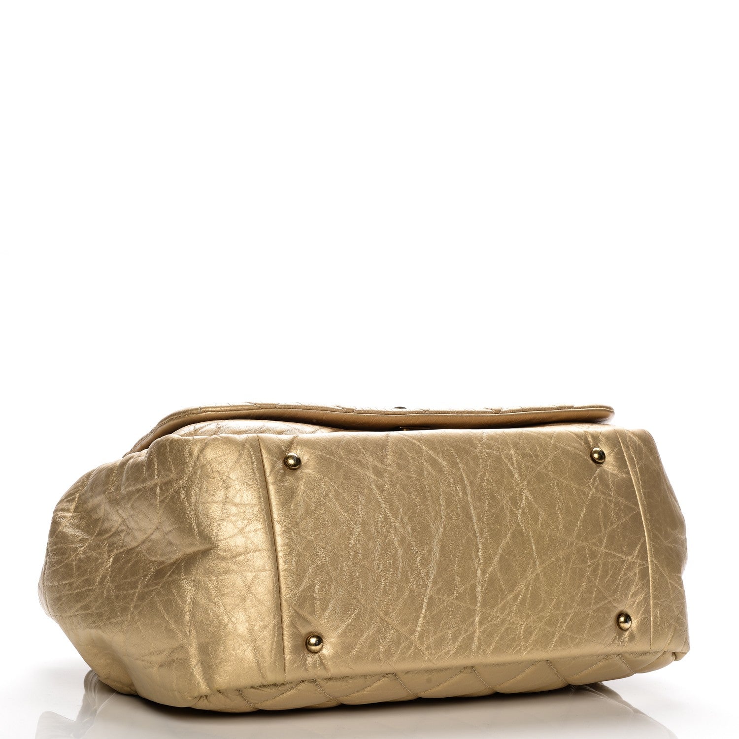 Chanel Metallic Aged Calfskin Quilted Large Pondichery Flap Gold 4 of 8