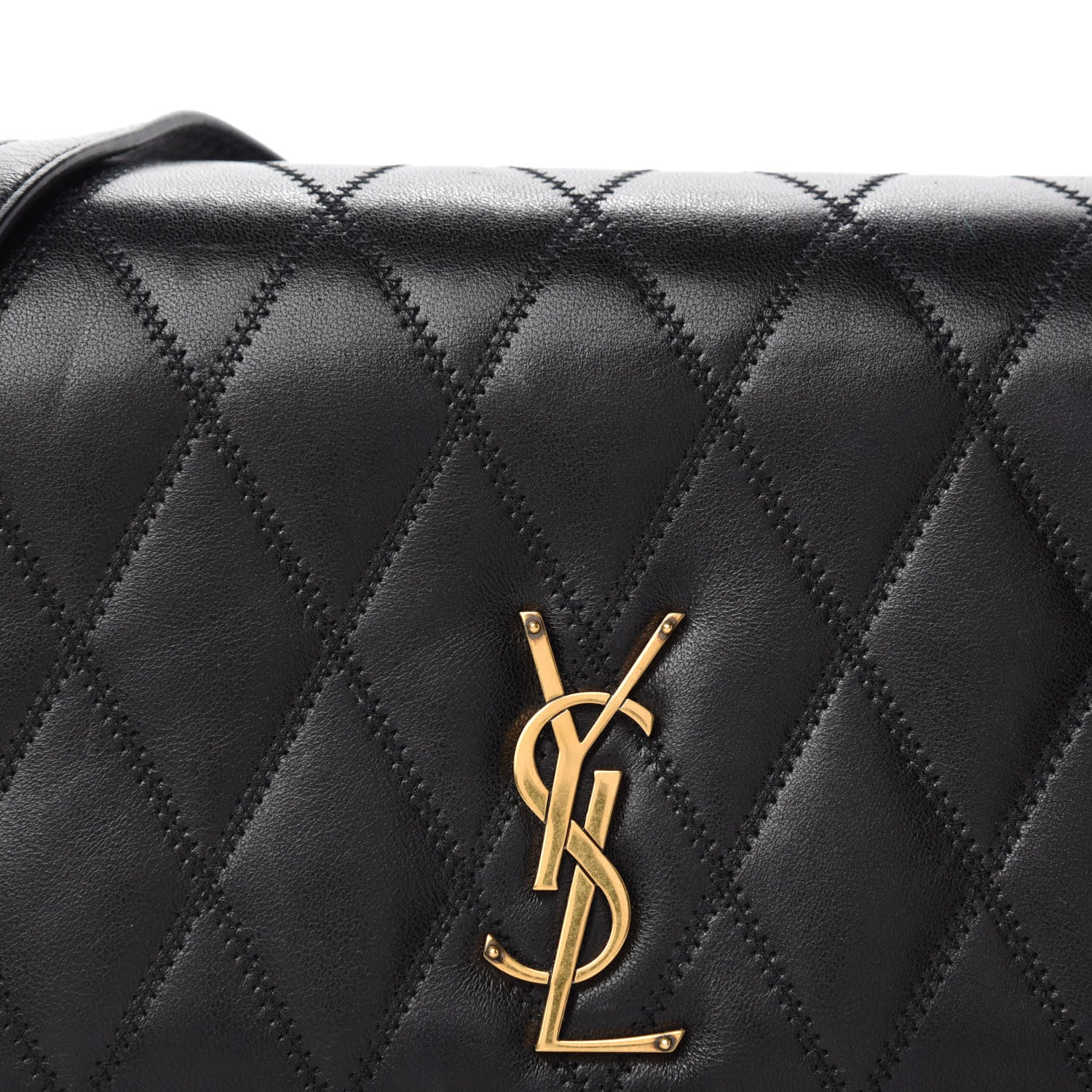 Saint Laurent Lambskin Diamond Quilted Monogram Angie Chain Bag Black 11 of 11