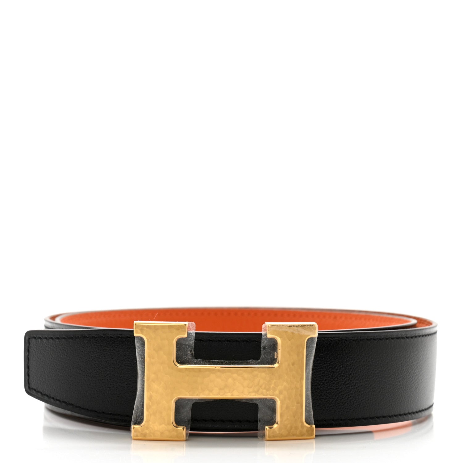 Hermes Box Togo 32mm Constance Martelee H Belt 85 34 Black Orange 1 of 6