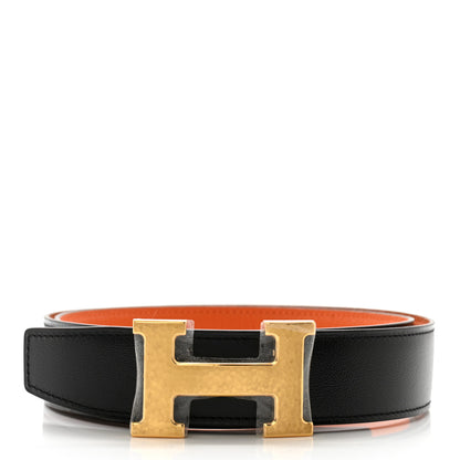 Hermes Box Togo 32mm Constance Martelee H Belt 85 34 Black Orange 1 of 6