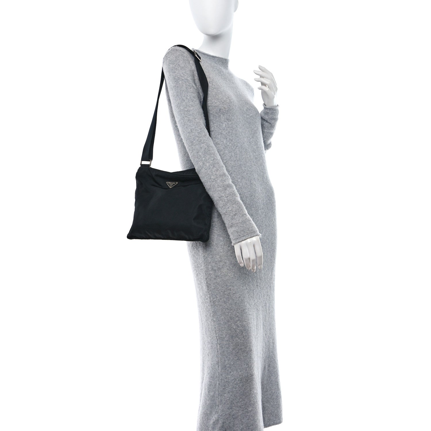 Prada Tessuto Nylon Saffiano Flat Messenger Bag Black 3 of 9