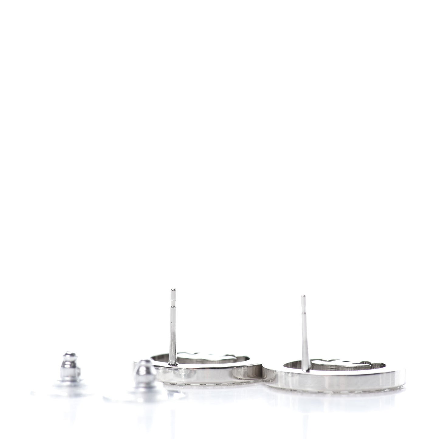 Crystal CC Round Earrings Silver