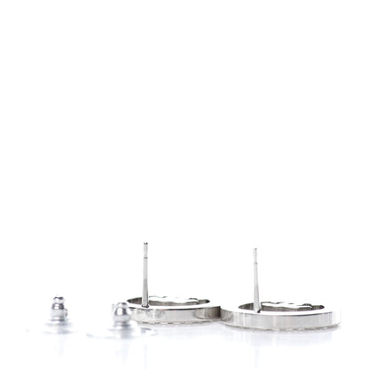 Chanel Crystal CC Round Earrings Silver 3 of 4
