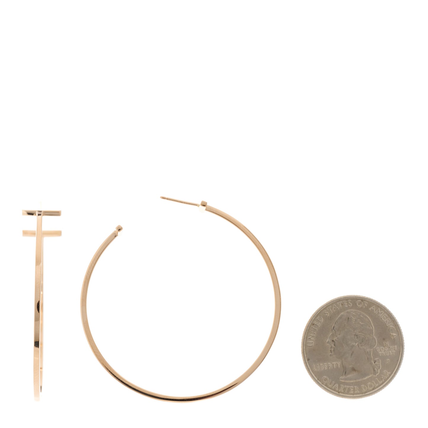 18K Rose Gold Extra Large T Wire Hoop Earrings