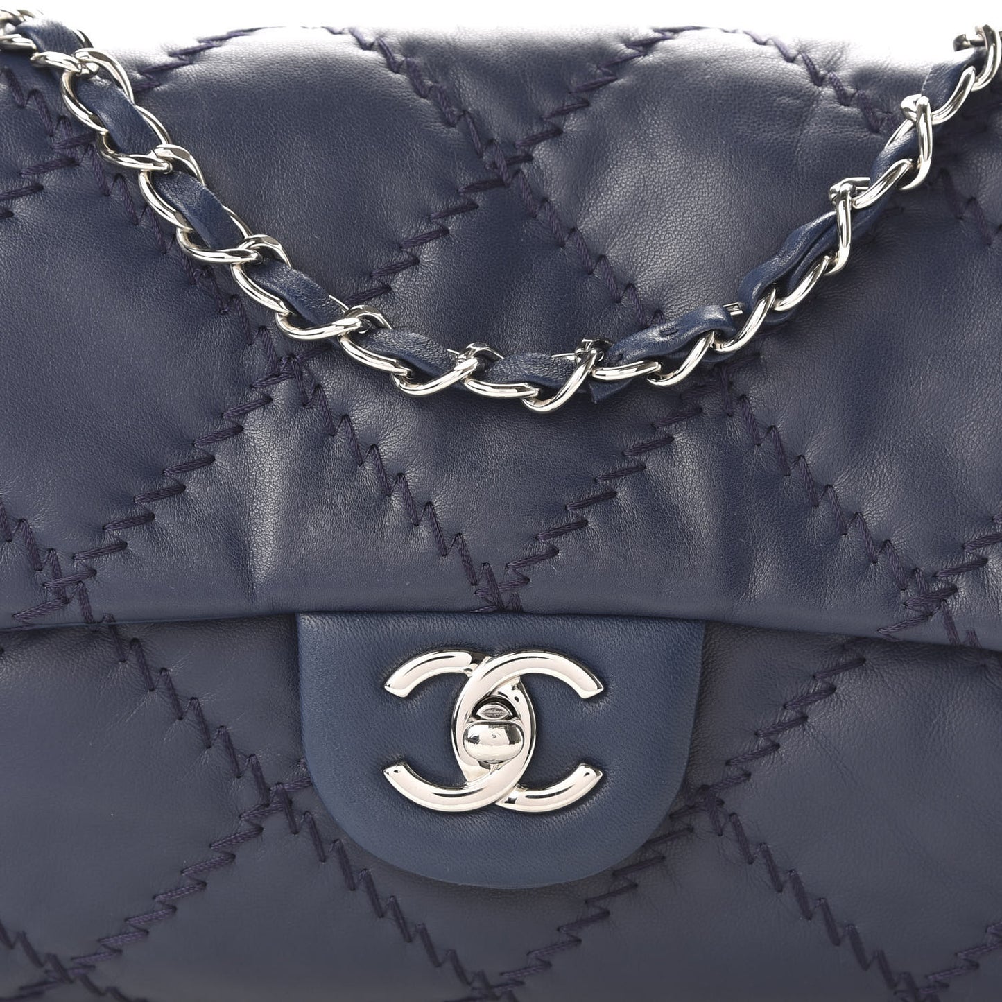 Lambskin Ultimate Stitch Flap Blue