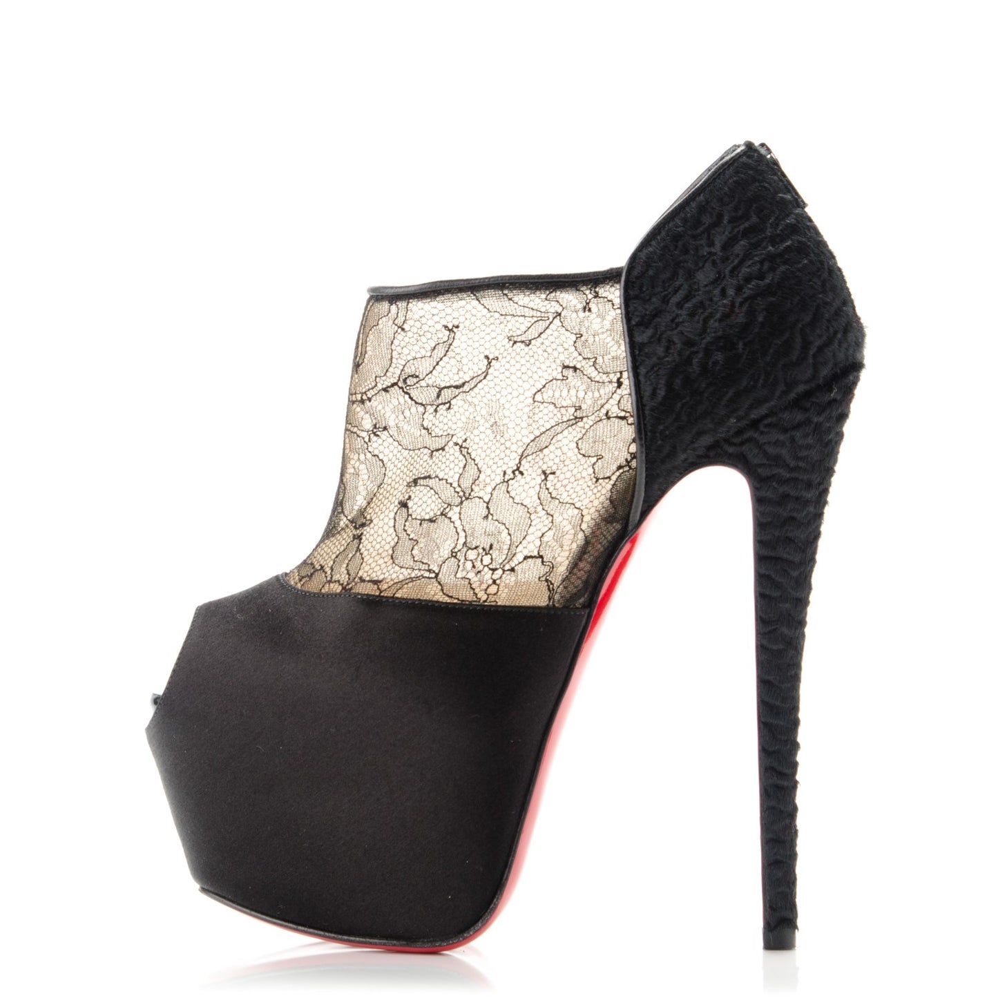 Satin Lace Chantilly Astrakan Aeronotoc 160 Bootie 36.5 Black