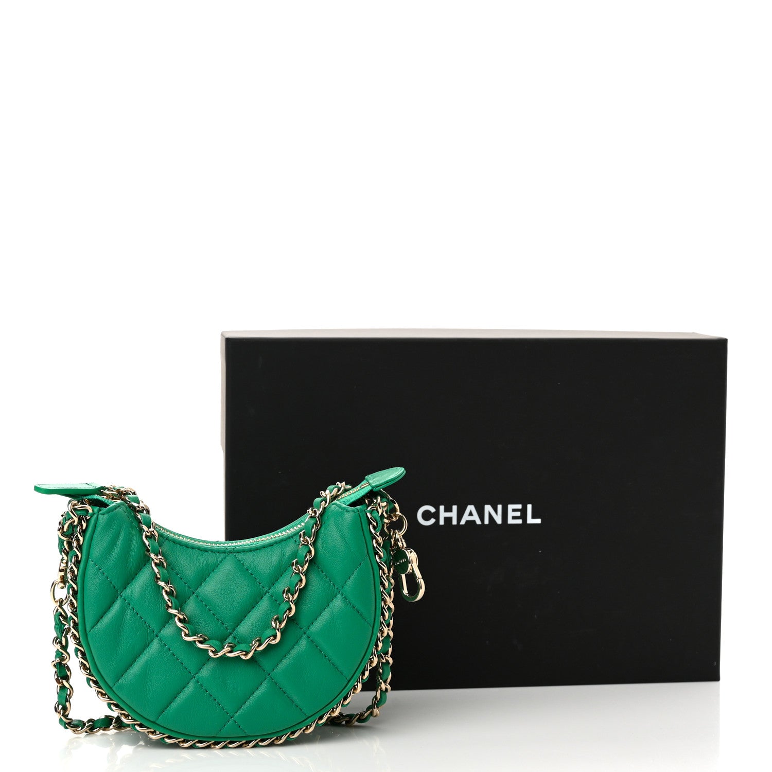 Chanel Lambskin Quilted Mini Chain Around Hobo Green 11 of 11