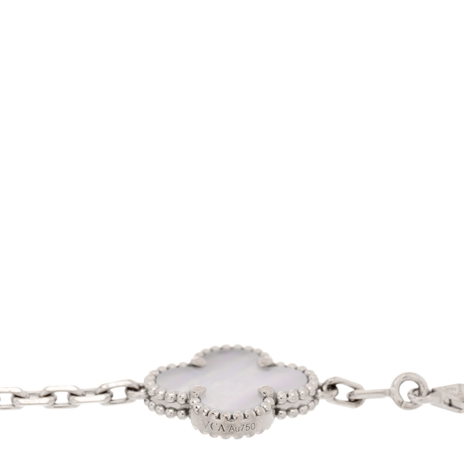 Van Cleef & Arpels 18K White Gold Chalcedony 5 Motifs Vintage Alhambra Bracelet 3 of 5
