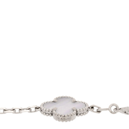 Van Cleef & Arpels 18K White Gold Chalcedony 5 Motifs Vintage Alhambra Bracelet 3 of 5
