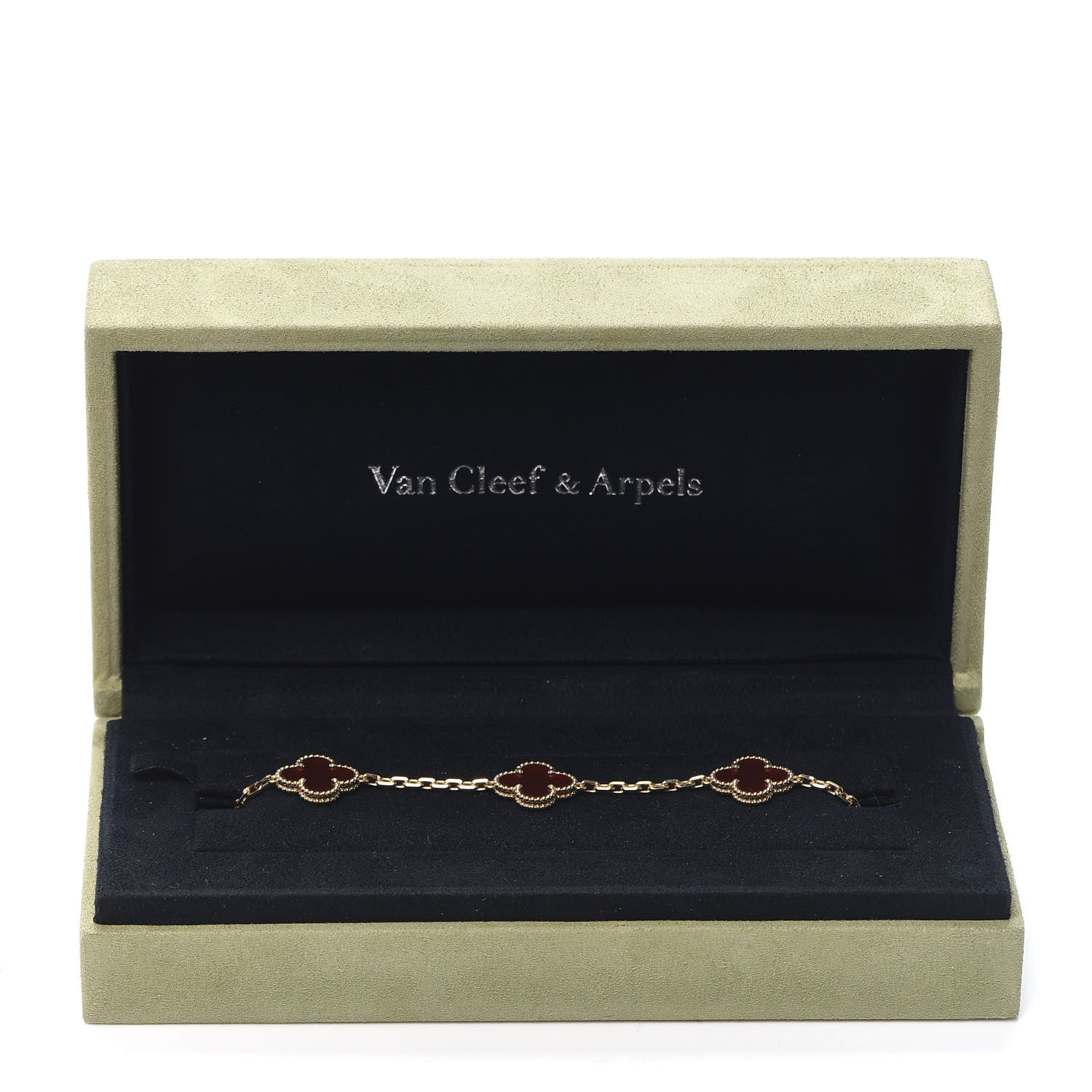 Van Cleef & Arpels 18K Yellow Gold Carnelian 5 Motifs Vintage Alhambra Bracelet 7 of 7