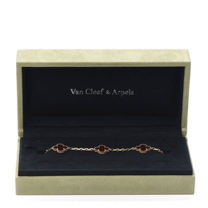Van Cleef & Arpels 18K Yellow Gold Carnelian 5 Motifs Vintage Alhambra Bracelet 7 of 7