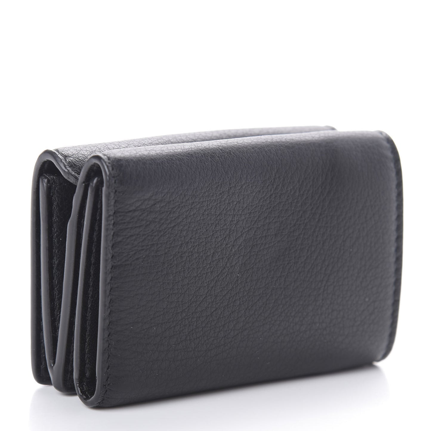 Calfskin Logo Everyday Mini Wallet Black