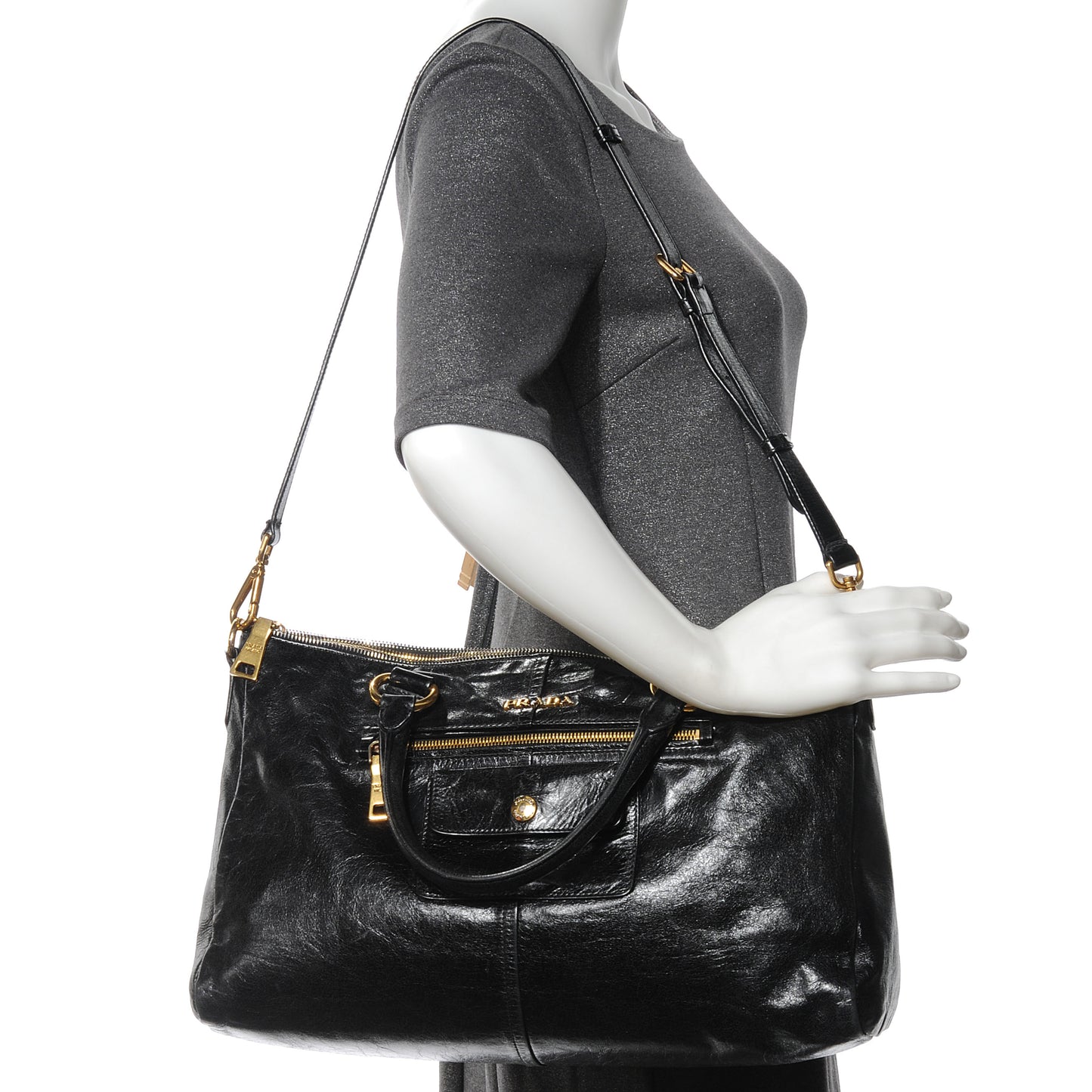 Vitello Shine Tote Nero Black