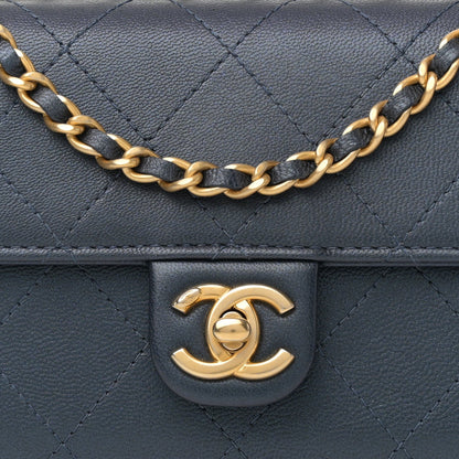 Chanel Goatskin Quilted Chic Pearls Clutch With Chain Navy 8 of 11