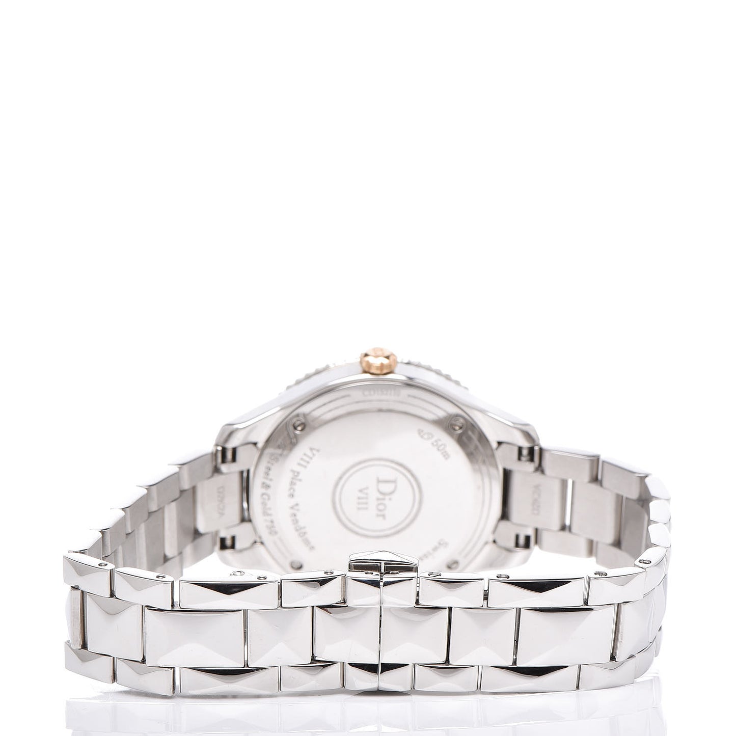 Stainless Steel 18K Rose Gold Diamond Mother of Pearl 32mm Dior VIII Montaigne Quartz Watch